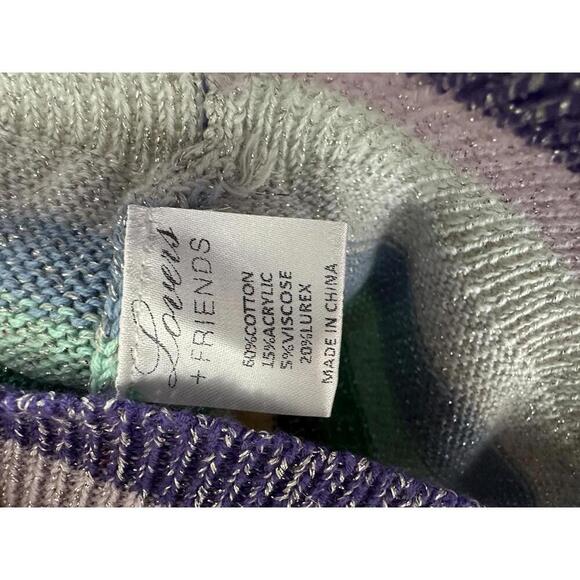 NWT Lovers & Friends Believe Cropped Sweater in Rainbow Sparkle Women’s Medium - Picture 8 of 15